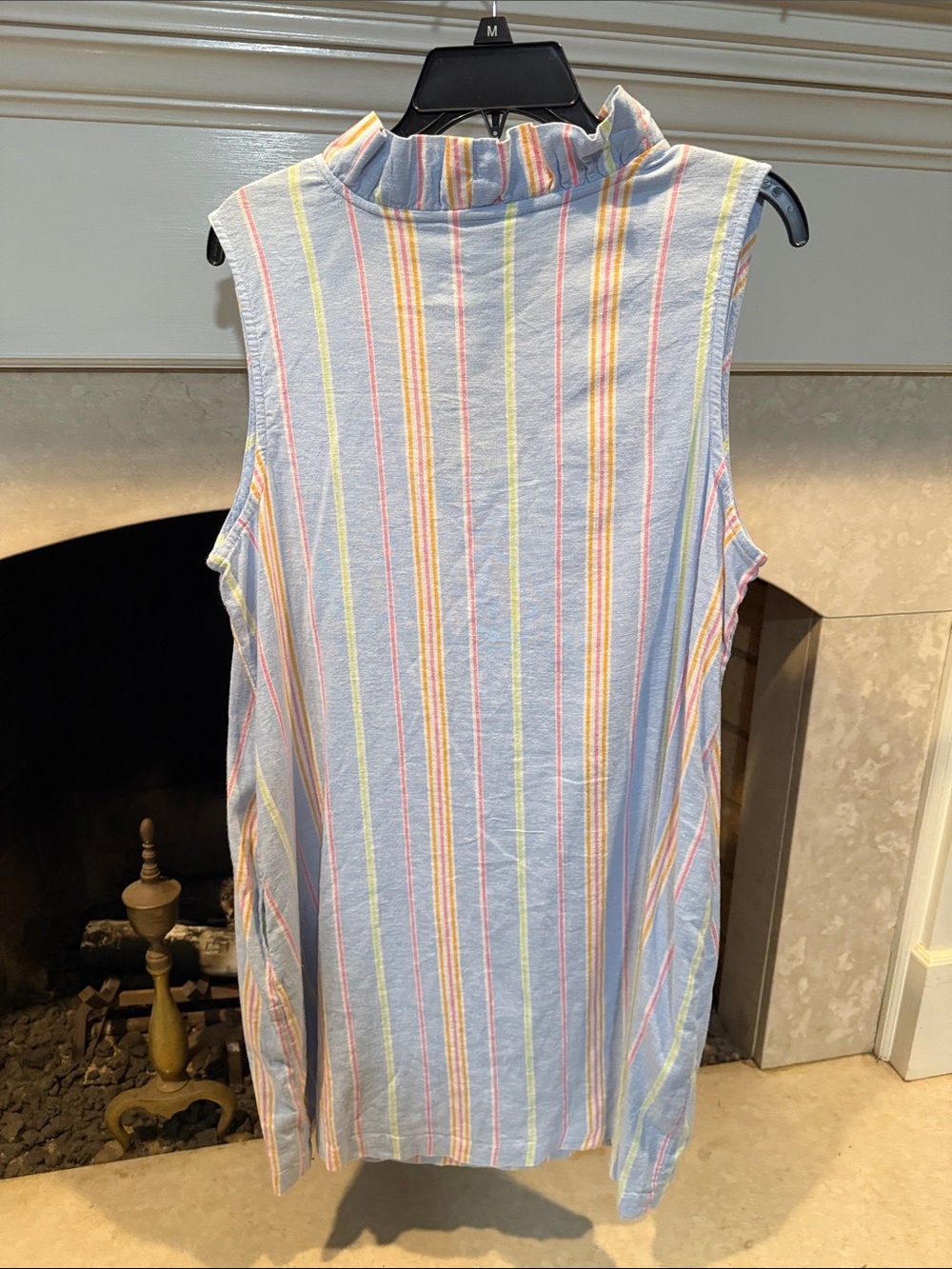 crown & ivy Light Blue Pastel Stripe Sleeveless Linen Dress - Picture 5 of 6
